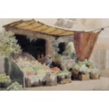 Herbert George (19th Century) British. A Vegetable Stall, Watercolour, Signed, 7" x 10".