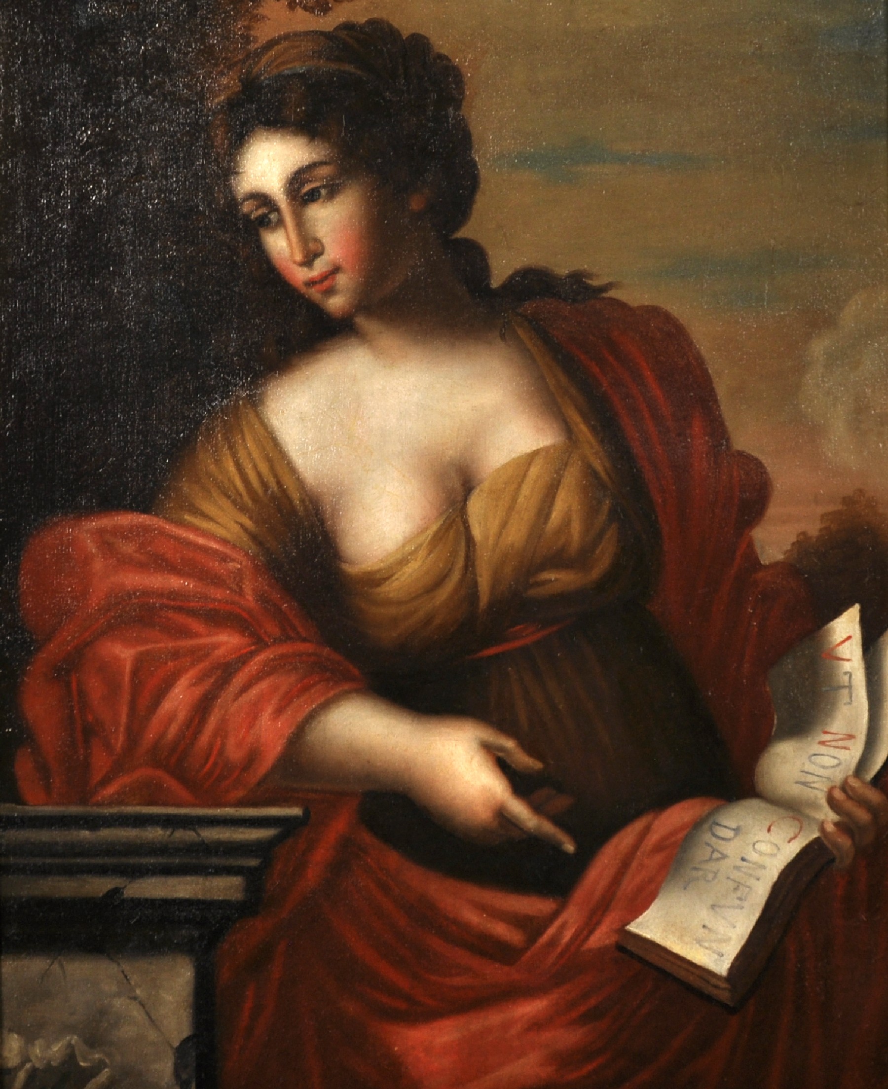 After Giovanni Francesco Romanelli il Viterbese (1610-1662) Italian. A Sibyl, Oil on Canvas, 20.5" x