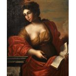 After Giovanni Francesco Romanelli il Viterbese (1610-1662) Italian. A Sibyl, Oil on Canvas, 20.5" x