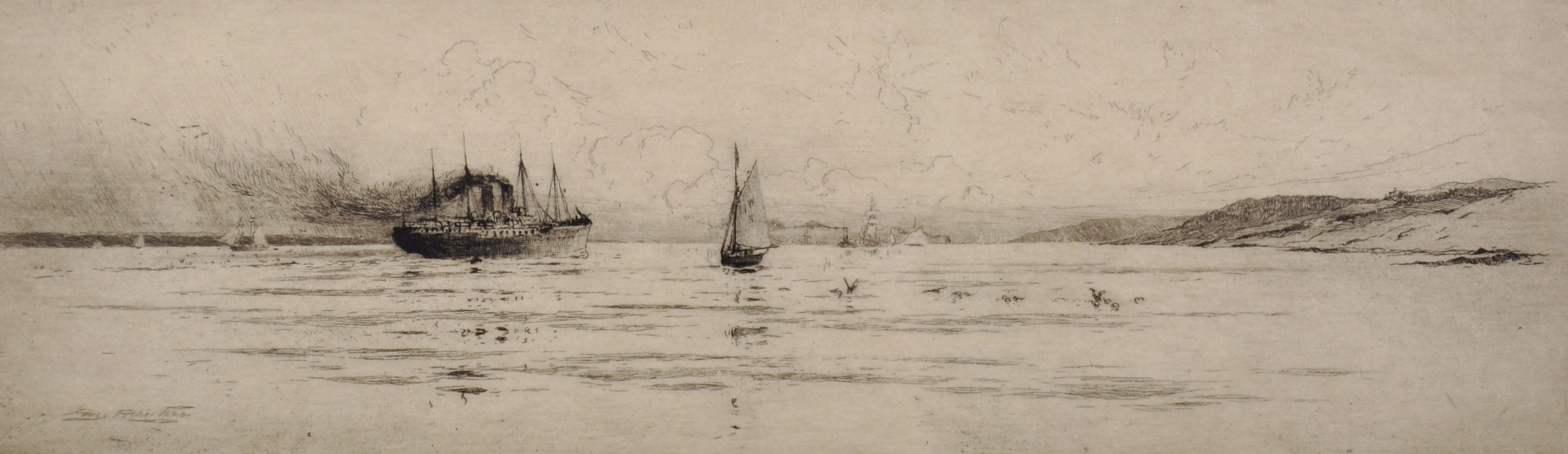 Percy Robertson (1869-1934) British. A Shipping Scene, Etching, Signed in Pencil, Unframed, 3.5" x