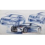 Pietro Psaier (1936-2004) Italian. 'Concept Designs', Study of a Car, Lithograph, Signed, with
