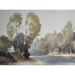 William Russell Flint (1880-1966) British. A Tranquil River Landscape, Lithograph with Printer Guild