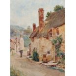 Tom Clough (1867-1943) British. A Village Scene with Figures, Watercolour, Signed and Dated 1912,