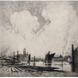 Percy Robertson (1869-1934) British. "Norwich", from the River, Etching, Signed in Pencil, Unframed,