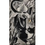 Agnes Miller Parker (1895-1980) British. "Coquette", A Cat under a Venus Fly Trap, Woodcut,
