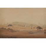 Circle of William Havell (1782-1857) British. "Harrow on the Hill", Watercolour and Pencil,