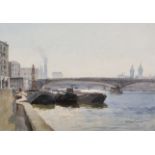 Ashton Cannell (1927-1994) British. "Sunlit Water, Hayes [sic] Wharf", Watercolour, Signed, and