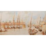 Charles Edward Dixon (1872-1934) British. "Kasr el Nil, Cairo", Sailing Boats on the Nile, with