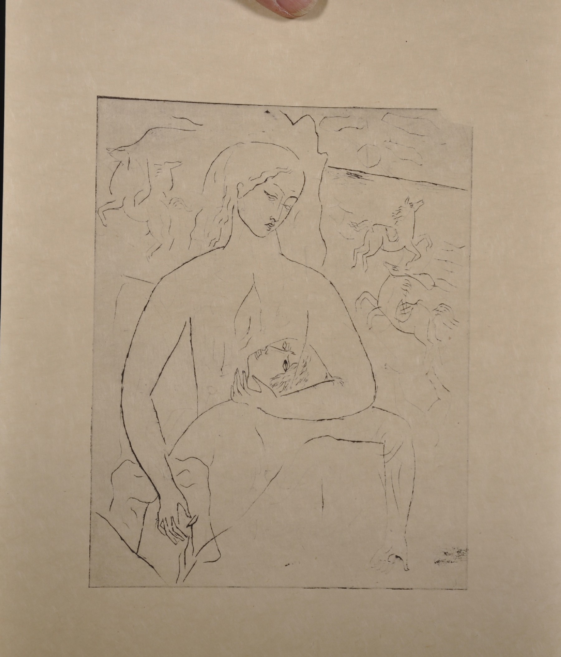 20th Century English School. A Mother and Child, Woodblock, Unframed, 4.5" x 4", and a large - Image 4 of 5
