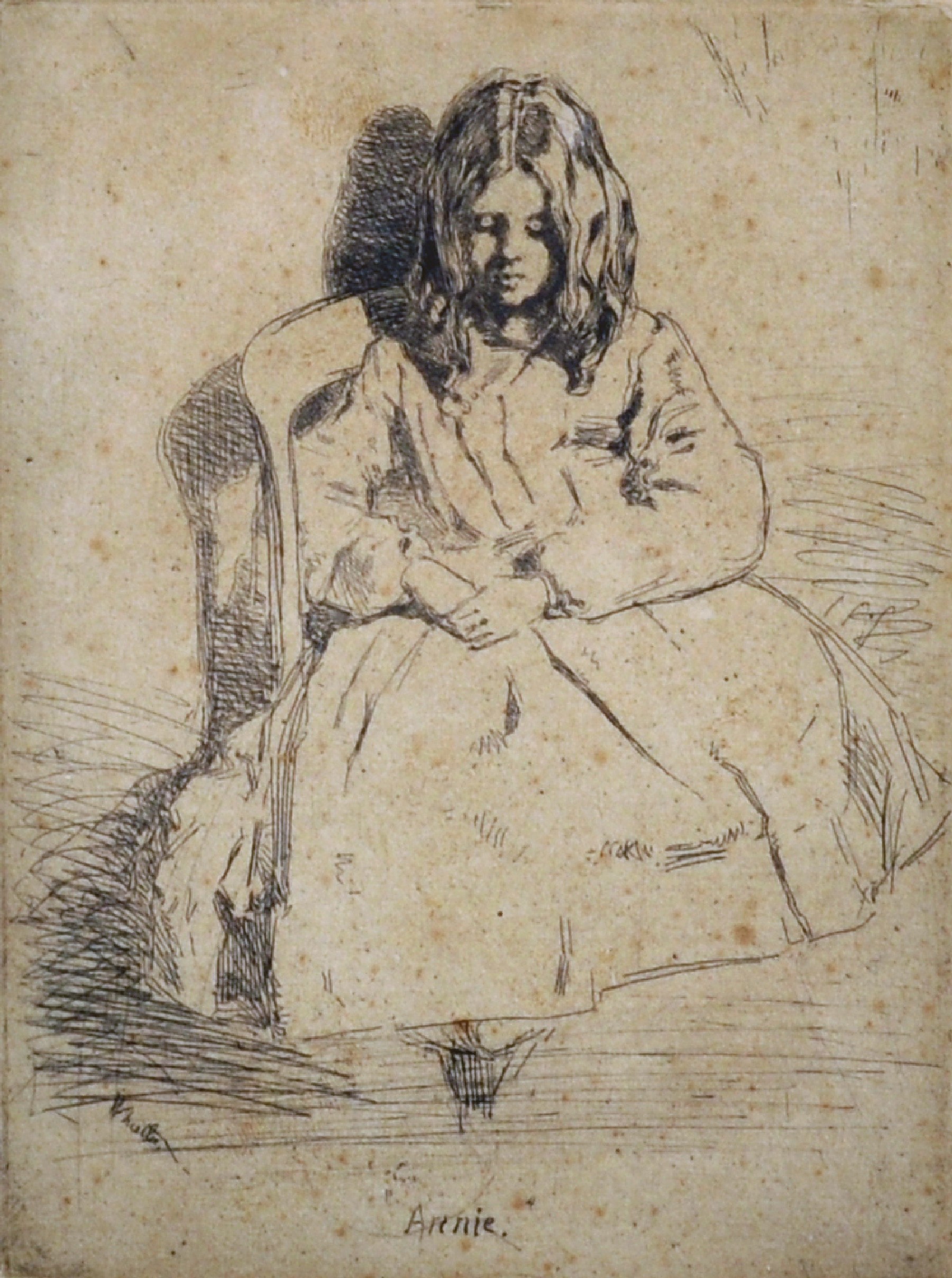 James Abbot McNeill Whistler (1834-1903) British. "Annie", "Annie Seated", Etching, Inscribed on a