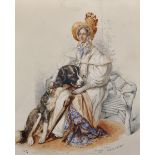 Robert Richard Scanlan (c.1801-1876) British. Study of a Seated Lady with a Large Dog,