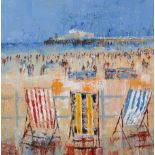 Barry Fry (20th Century) British. "A Place in the Sun", Acrylic on Card, Signed, and Inscribed on