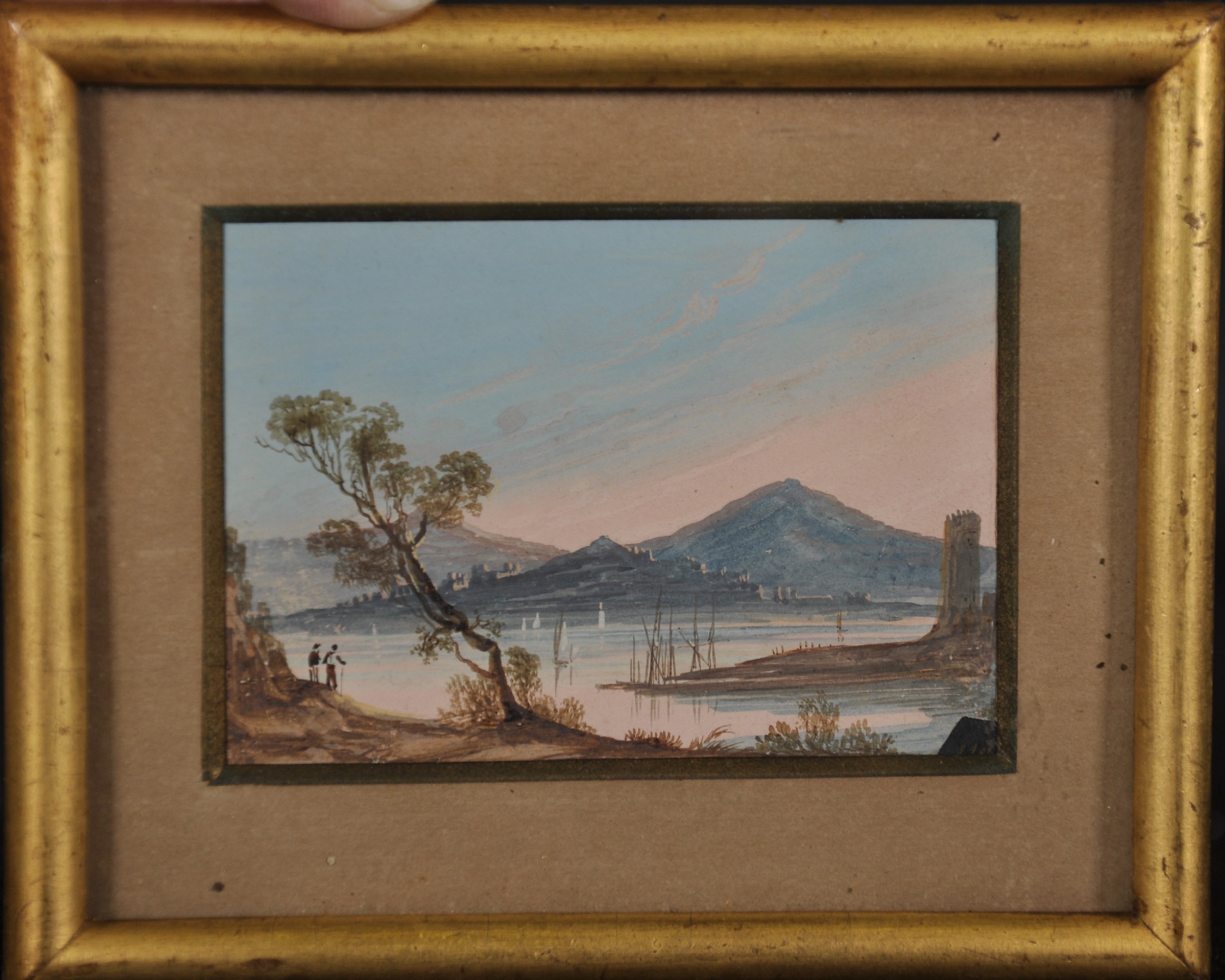 19th Century Italian School. A Mountainous River Landscape, Gouache, 2.5" x 3.25", and the companion - Image 4 of 5