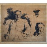 Mortimer Luddington Menpes (1855-1938) British. "Cecil Rhodes", Three Head Studies, Etching,