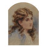 19th Century English School. A Portrait of Alice Renshaw, Watercolour, Signed with Initials 'L.W.'