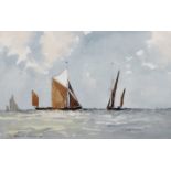 Edward Wesson (1910-1983) British. "Thames Barges", in Open Waters, Watercolour, Signed and