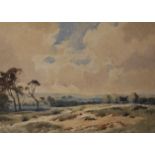 Edwin Harris (20th Century) British. "Cloudy Afternoon Storrington Heath", Watercolour, Signed and