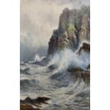 Rubens Southey (1881-1933) British. A Coastal Scene, with Waves Crashing on the Rocks,