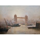 Frederick Edward Joseph Goff (1855-1931) British. "Tower Bridge", Watercolour, Signed and Inscribed,
