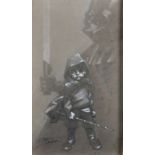 Craig Davison (1965- ) British. "Darth Vader", Graphite Pencil heightened with White, Signed, 13"