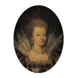 19th Century English School. Portrait of an Elizabethan Lady, wearing a White Lace Collar and