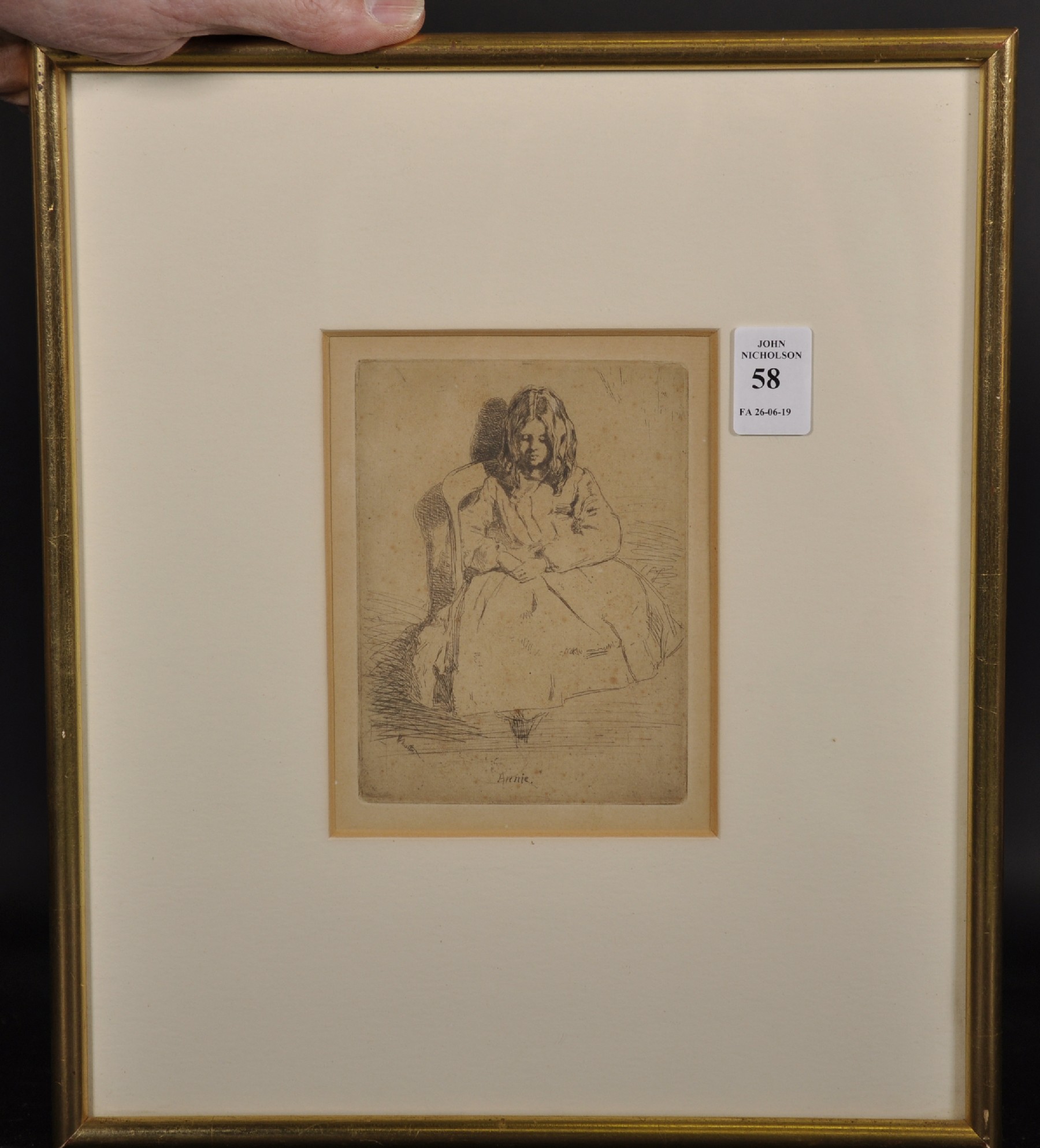 James Abbot McNeill Whistler (1834-1903) British. "Annie", "Annie Seated", Etching, Inscribed on a - Image 2 of 4