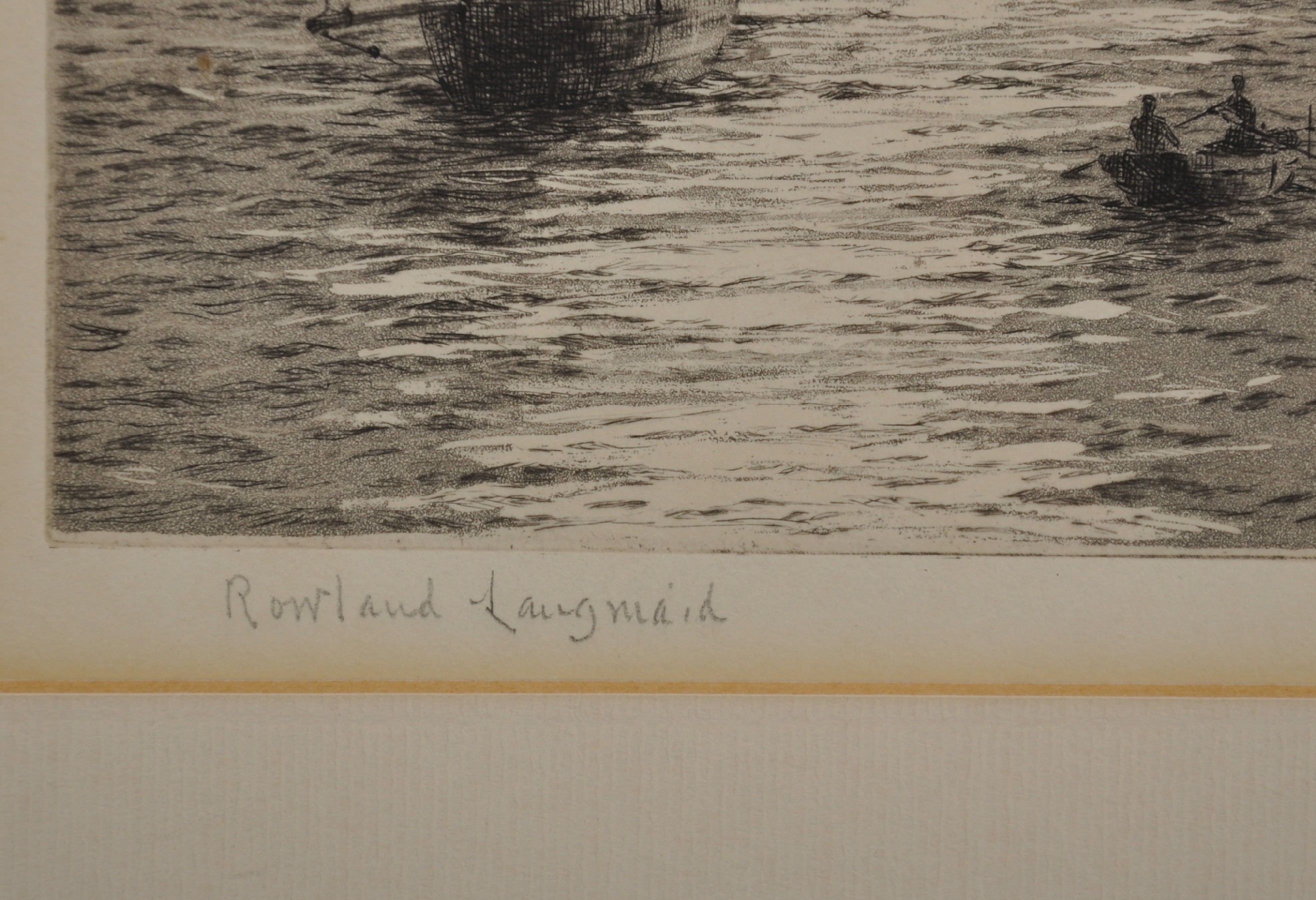 Rowland Langmaid (1897-1956) British. "Spitshead Forts' in Portsmouth", Etching, Signed in Pencil, - Image 3 of 5