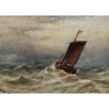 Duncan Fraser McLea (1841-1916) British. "Fishing Boat in Storm", Oil on Board, Signed and Dated