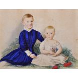 19th Century German School. A Portrait of Gustav and Carl Klauser, Watercolour, Inscribed and