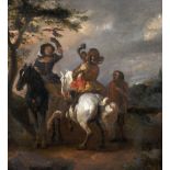 Manner of Philips Wouwerman (1619-1668) Dutch. A Hawking Party, Oil on Panel, bears Initials, 10.25"