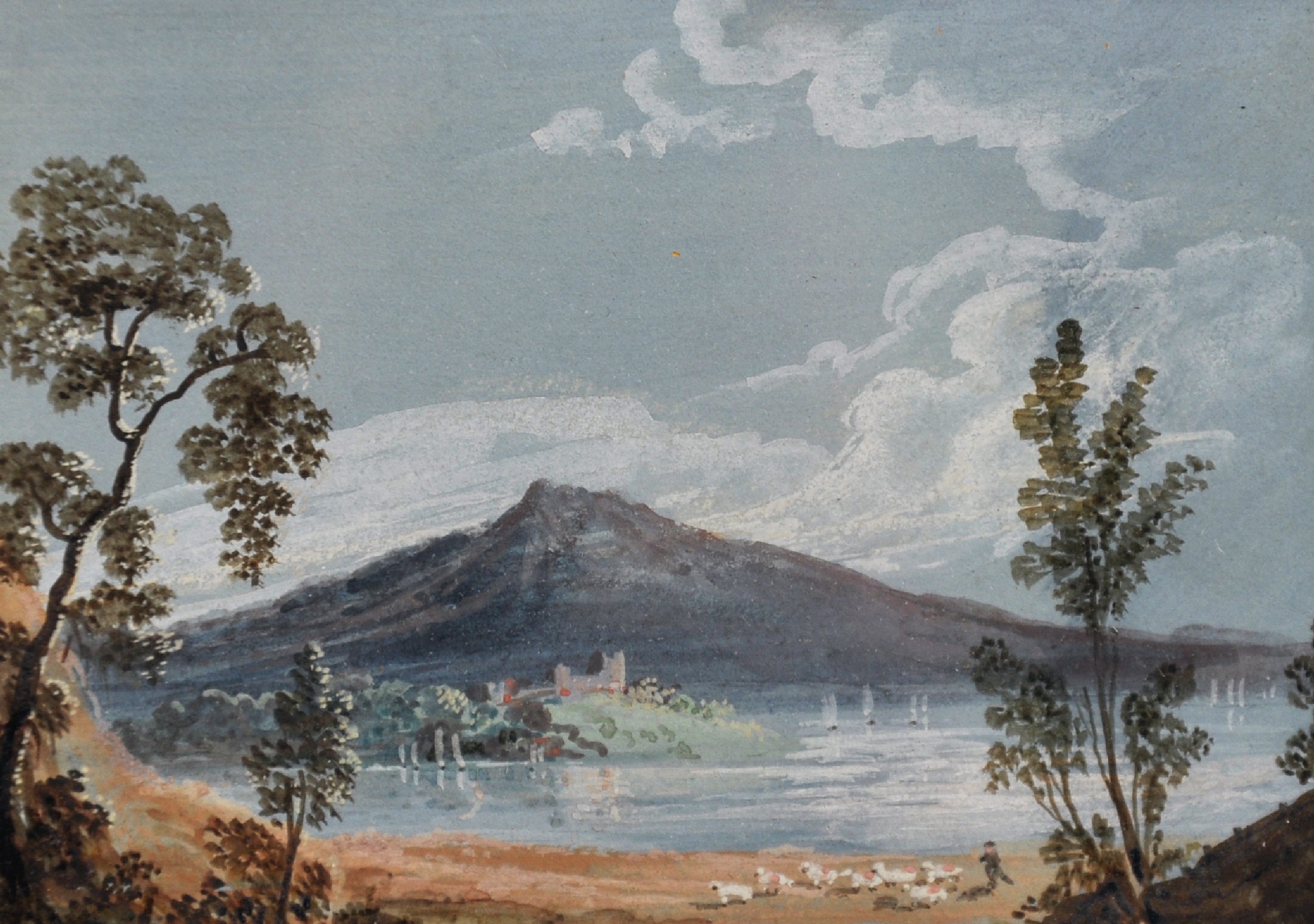 19th Century Italian School. A Mountainous River Landscape, Gouache, 2.5" x 3.25", and the companion