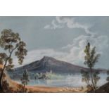 19th Century Italian School. A Mountainous River Landscape, Gouache, 2.5" x 3.25", and the companion