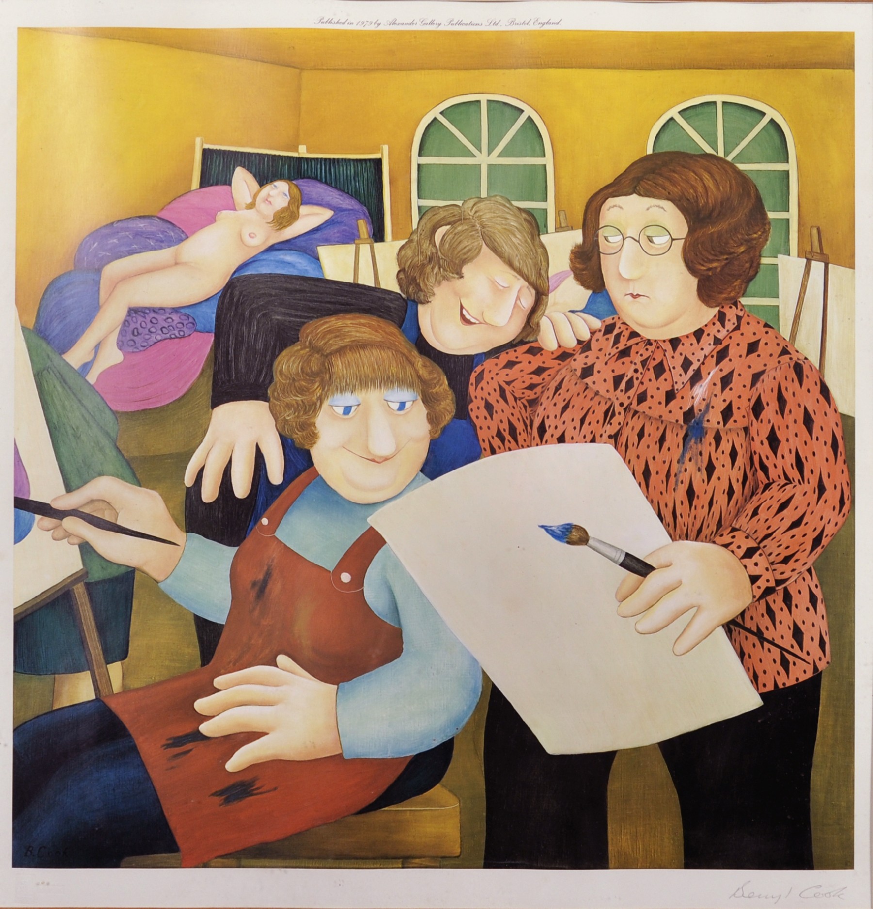 Beryl Cook (1926-2008) British. "The Art Class", Lithograph, Signed in Pencil, with Printers Guild