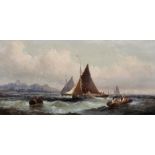 William Thornley (act. 1858-1898) British. A Shipping Scene off the Coast, Oil on Canvas, Signed, 8"