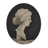 19th Century English School. A Medallion study of a Marble Bust, Watercolour, Oval, Unframed, 3.