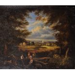 Early 19th Century English School. An Extensive Landscape, with Figures at Rest in the foreground,