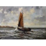 Marc Ottee (1898-1982) Dutch. A Fishing Boat Entering Harbour, Oil on Canvas, Signed, 20" x 27.5".