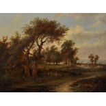 19th Century English School. A River Landscape, Oil on Board, 7" x 9".