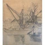 Henri Gaudier Brzeska (1891-1915) French. "Coal Barge, Queen's Wharf", Pencil, Signed with