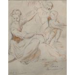 After Parmagianino (1503-1540) Italian. St Catherine and Putti, Pencil and Sanguine, bears a