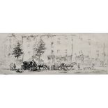 Sidney Tushingham (1884-1968) British. A Street Scene, with Horses and Carts, Etching, Signed in