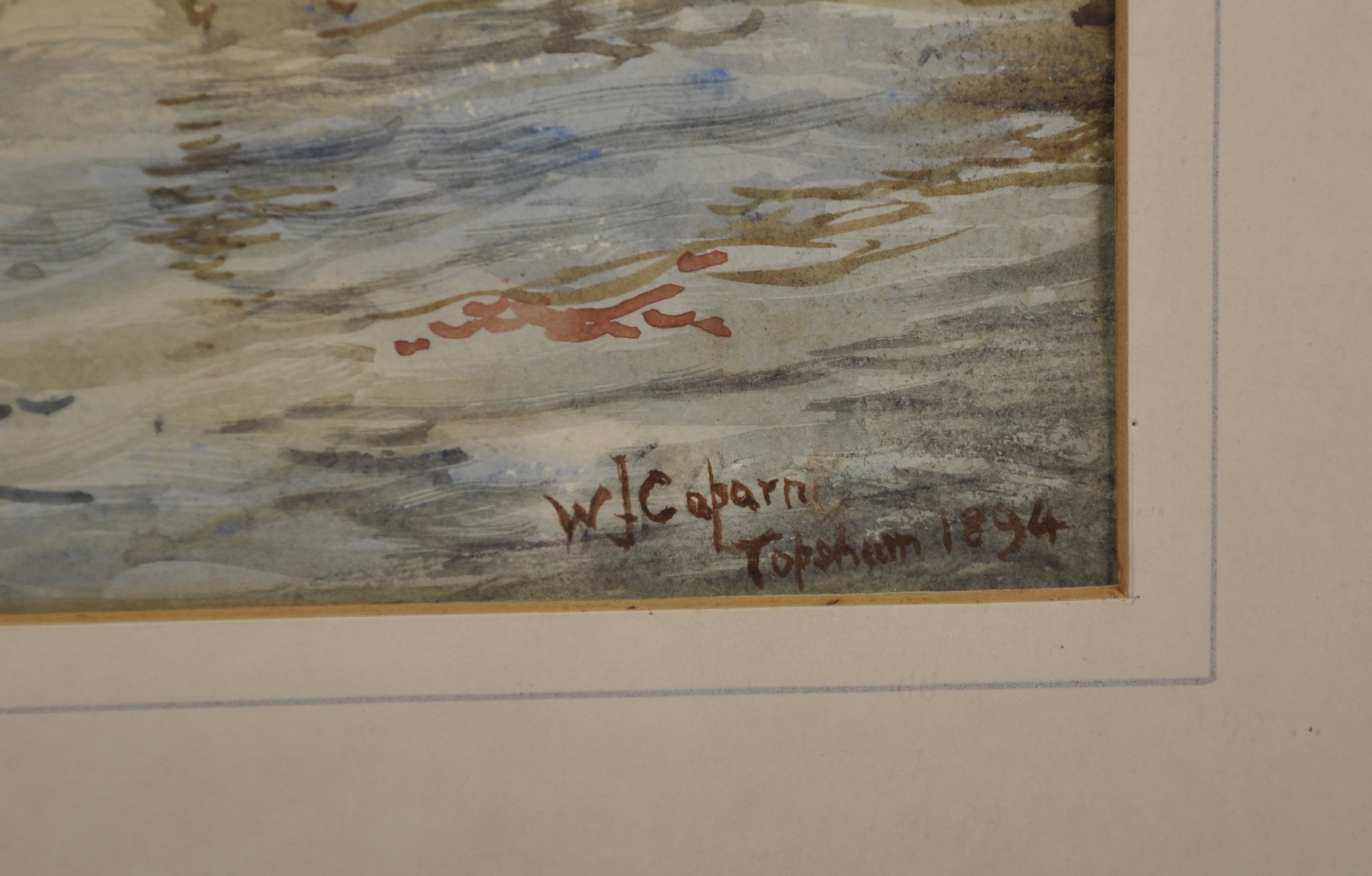 William John Caparne (1856-1940) British. "Topsham", an Estuary Scene at Low Tide, Watercolour, - Image 3 of 5