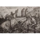 Aldo Carpi de Resmini (1886-1973) Italian. A Scene from the Italian Albanian War, Lithograph, Signed