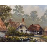 George Horn (20th Century) British. "Ye Olde Forge", Branscombe, Devon, Oil on Board, Signed, and