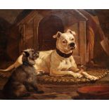 William Osborne (1823-1901) Irish. 'Not for Sharing', a Study of a Terrier, and a Staffordshire Bull