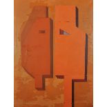 Andree Pollier (1916-2009) French. An Abstract Composition in Orange, Oil on Canvas, Signed and