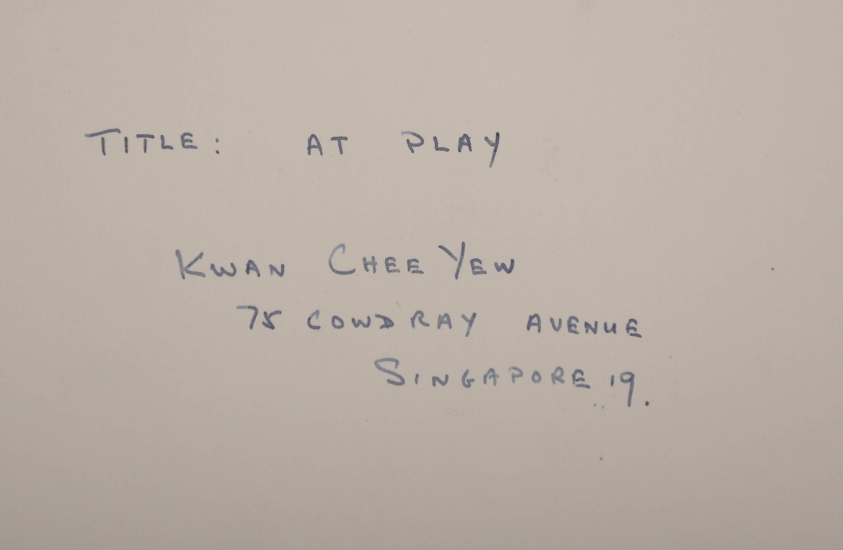 Kwan Chee Yew (20th Century) Malaysian. "At Play", Photograph, Inscribed on the reverse, Unframed, - Image 6 of 9