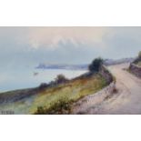 Herbert William Hicks (1880-1944) British. 'Torbay', a Path on a Coastal View, Watercolour,