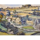 Attributed to John Maxwell (1905-1962) British. A Village Landscape, Watercolour, bears a