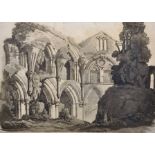 Samuel Prout (1783-1852) British. Study of Ruins, Pencil, Signed, 9.5" x 13.5".